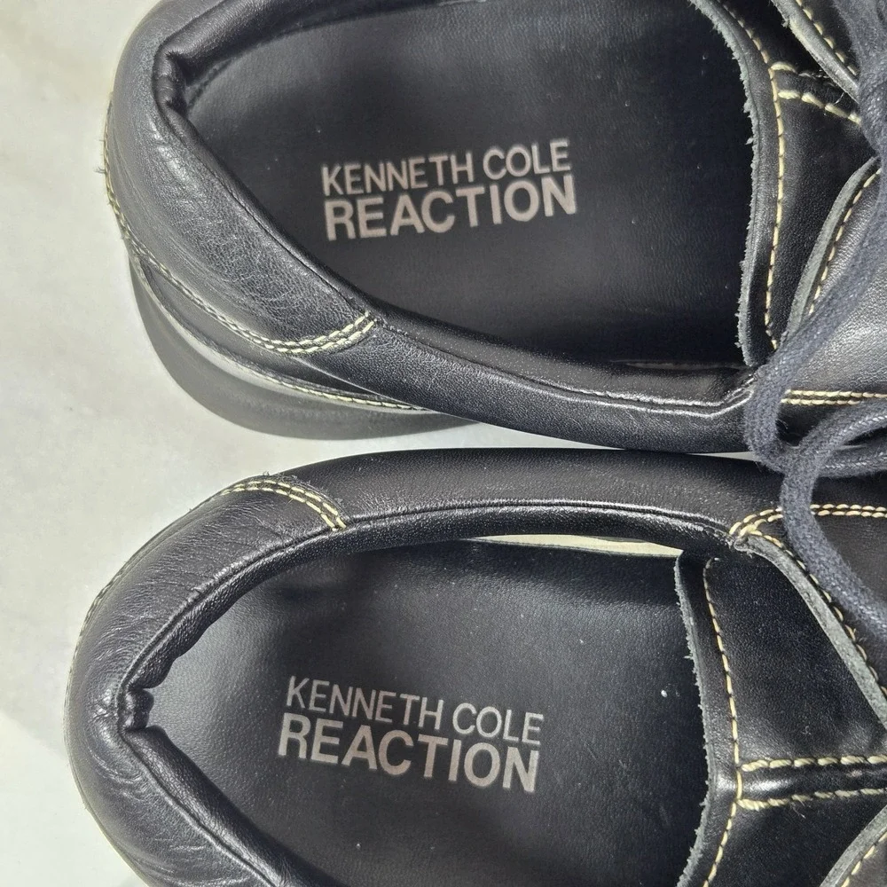 Kenneth Cole Reaction Black Leather Square Toe Oxfords w/Contrast Stitch Size 13
